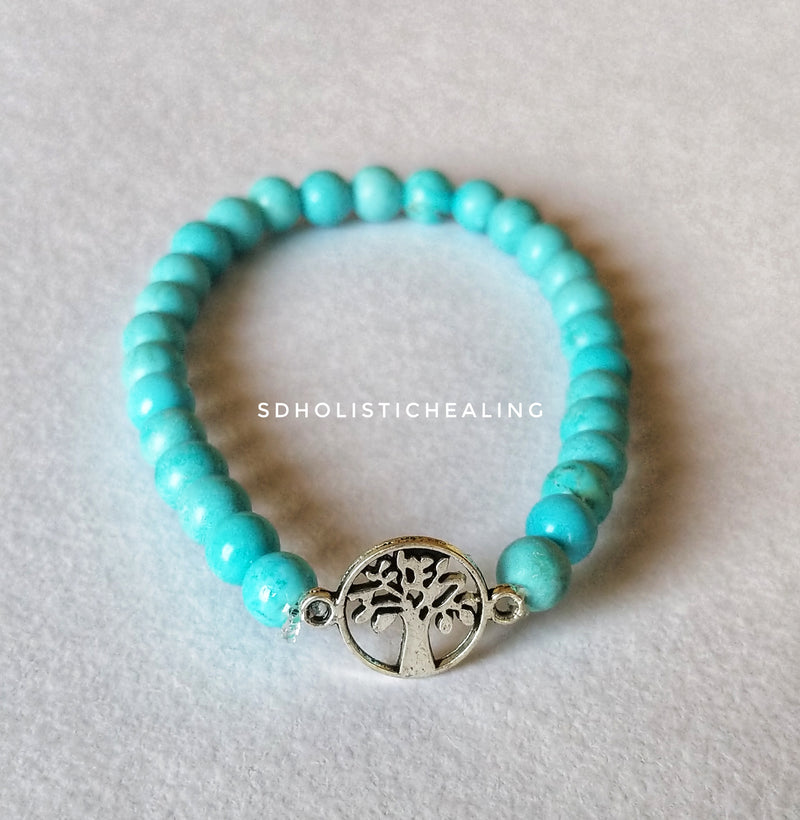 Turquoise Slim Bracelet with Tree of Life Charm