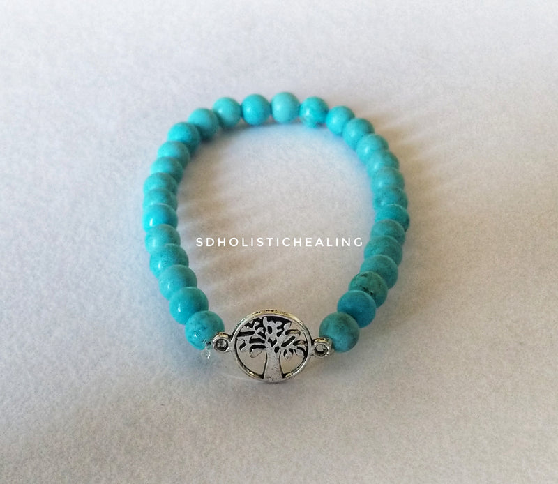 Turquoise Slim Bracelet with Tree of Life Charm