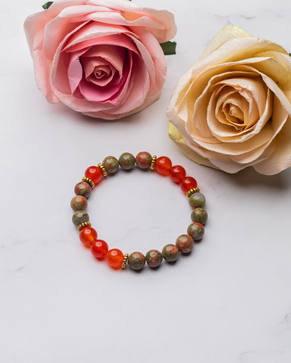 Unakite and Carnelian Bracelet